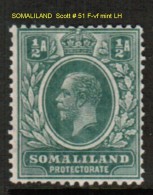 SOMALILAND PROTECTORATE    Scott  # 51* VF MINT LH - Somaliland (Herrschaft ...-1959)