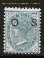 NEW SOUTH WALES    Scott  # O 38 VF MINT LH - Used Stamps