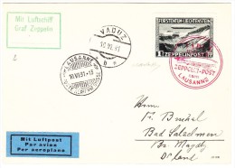 Liechtenstein Zeppelin Sonderflug 10.6.1931 1Fr. Auf Brief Nach Bad Salzelman 2Fr. Nach Dortmund Beide Mit  Attest - Posta Aerea