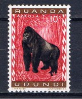 Ruanda Urundi+ 1959 Mi 161 Mng Gorilla - Unused Stamps