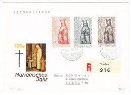 R-Brief   FDC 16.XII.54 Vaduz Marianisches Jahr Nach Rueti ZH - Storia Postale