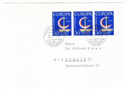 Brief 30.VI.1971 Vaduz Nach Berlin Mit 3 X Mi 469 3er-Streifen 3 Varianten Grüne Verschobene Farbe - Variétés