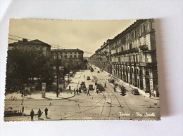 TORINO - Via Sacchi, Animata, Auto, Tram - Cartolina FG BN V 1951 - Other & Unclassified
