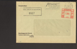 Schweiz Einschreibebrief  Des Bezirksgerichtes Zürich V.1983 Mit R-Stempel Und Freistempel - Lettres & Documents