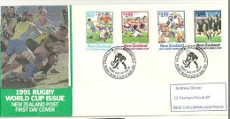 Rugby World Cup 1991 (England, Scotland, Wales, Ireland And France) Lettre FDC Adressé En Australie. Yv.nr 1141/44 - Rugby