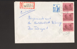 BRD Einschreibebrief Mit R-Zettel Rautenausgabe Von 1979 Aus Stuttgart Handschriftliche Änderung - R- & V- Vignetten