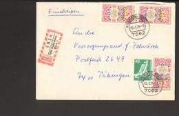 BRD Einschreibebrief Mit R-Zettel Rautenausgabe Von 1978 Aus Rudersberg Änderung Mit Stempel - R- & V- Vignette