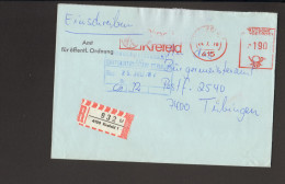 BRD Einschreibebrief Mit R-Zettel Rautenausgabe Von 1978 Aus Krefeld Mit Freistempel Der Stadt Krefeld - R- & V- Vignette