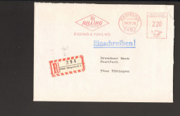 BRD Einschreibebrief Mit R-Zettel Rautenausgabe V.1978 Aus Haigerloch M.einer Schlanken Numerator-Zahl (2) Freistempel - R- & V- Labels