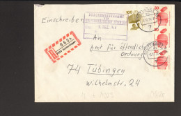 BRD Einschreibebrief Mit R-Zettel Rautenausgabe V.1974 Aus Echterdingen Marken In Stuttgart Abgestempelt - R- & V- Viñetas