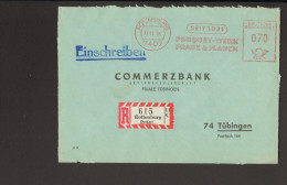 BRD Einschreibebrief Mit R-Zettel Rautenausgabe V.1964 Aus Rottenburg Neckar M.Freistempel D.Fa.Fouqet-Werke - Etiquettes 'Recommandé' & 'Valeur Déclarée'