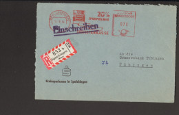 BRD Einschreibebrief Mit R-Zettel Rautenausgabe V.1964 Aus Spaichingen M.Freistempel D.Kreissparkasse - Etiquettes 'Recommandé' & 'Valeur Déclarée'