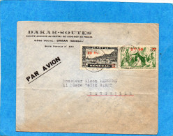 MARCOPHILIE*lettre Sénégal  Cad DAKAR1946-afft Mixte Sénégal Et Mauritanie -tp SurchargésN°194-133 -pour Françe - Brieven En Documenten