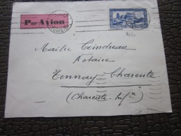 1933 Protectorat Français Lettre Carthage Tunisie Cachet à Date Flamme Krag Timbre 1.fr 50SSL  Pr  Tonnay Charente 16 - Covers & Documents