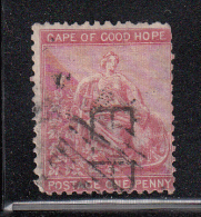 Cape Of Good Hope Used Scott #16 1p 'Hope' With Frameline, Rose Watermark Crown CC - Hinge Remnant, Perf Faults - Kaap De Goede Hoop (1853-1904)