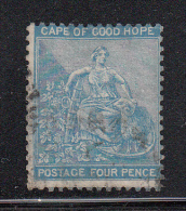 Cape Of Good Hope Used Scott #17 4p ´Hope´ With Frameline, Blue Watermark Crown CC - Cap De Bonne Espérance (1853-1904)