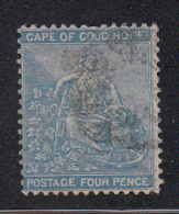 Cape Of Good Hope Used Scott #17 4p ´Hope´ With Frameline, Blue Watermark Crown CC - Cape Of Good Hope (1853-1904)