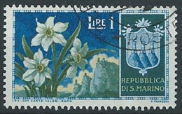 1953 SAN MARINO USATO FIORI 1 LIRA - ED788 - Usados