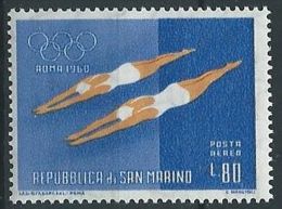 1960 SAN MARINO POSTA AEREA OLIMPIADI DI ROMA TUFFI 80 LIRE MNH ** - ED795 - Luchtpost