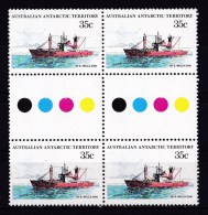 Australian Antarctic 1979 Ships 35c Nella Dan Gutter Block Of 4 MNH - Ongebruikt