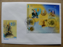 Fdc Cover From Kazakhstan 2001 M/s 10th Ann. Of Independence - Kazachstan