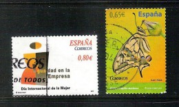 España 2011- Año De La Mujer Mariposa-2 Sellos Usados - Papillons Butterflies-Espagne Spain Spanien Spanje - Oblitérés