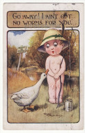 Reg Maurice Artist Signed C1920s Postcard AIN´T GOT NO WORMS FOR YOU Naked Boy - Maurice