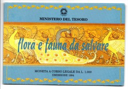 1994 ITALIA  FLORA E FAUNA DA SALVARE LIRE 1000 ARG FDC - Gedenkmünzen