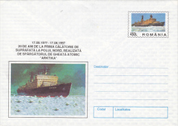 ARKTIKA NUCLEAR ICEBREAKER, COVER STATIONERY, ENTIER POSTAL, 1997, ROMANIA - Polar Ships & Icebreakers