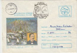 EMIL RACOVITA ANTARCTIC EXPEDITION, SHIP, PENGUINS, COVER STATIONERY, ENTIER POSTAL, 1986, ROMANIA - Spedizioni Antartiche