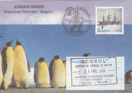 BELGICA ANTARCTIC EXPEDITION, SHIP, PENGUINS, ANTARCTIC STATIONS, COVER STATIONERY, ENTIER POSTAL, 1997, ROMANIA - Expéditions Antarctiques