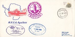 M.V.S.A. AGULHAS, POLAR SHIP, SPECIAL COVER, PENGUIN, POSTED AT SEA, 1989, SOUTH AFRIKA - Navires & Brise-glace