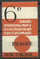 TSCHECHOSLOWAKEI 1928 Vignette ReklamemarkeInternational Kongress Bildung Etc MNH - Ungebraucht