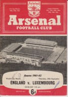 Official Football Programme ENGLAND - LUXEMBOURG  World Cup Preliminary 1961 VERY RARE - Abbigliamento, Souvenirs & Varie