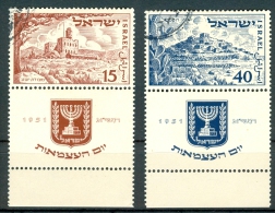 Israel - 1951, Michel/Philex No. : 57/58,  - USED - *** - Full Tab - Used Stamps (with Tabs)