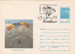 PARACHUTTING, COVER STATIONERY, ENTIER POSTAL, 1994, ROMANIA - Parachutting