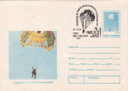 PARACHUTTING, COVER STATIONERY, ENTIER POSTAL, 1994, ROMANIA - Parachutting