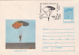 PARACHUTTING, COVER STATIONERY, ENTIER POSTAL, 1994, ROMANIA - Fallschirmspringen