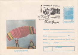 PARACHUTTING, COVER STATIONERY, ENTIER POSTAL, 1994, ROMANIA - Parachutting