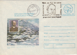 IULIU POPPER, FIRE COUNTRY EXPLORER, COVER STATIONERY, ENTIER POSTAL, 1986, ROMANIA - Explorers