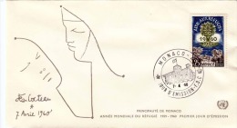 FDC MONACO 1960 - 25 F Aide Aux Refugies - Covers & Documents