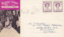 New Zealand Royal Visit Souvenir NEDIN 1953? Cover To KALUNDBORG Denmark Royal Tour Programme On Backside (2 Scans) - Storia Postale