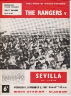 Official Football Programme RANGERS - SEVILLA European Cup Winners Cup 1962 1st Round VERY RARE - Abbigliamento, Souvenirs & Varie
