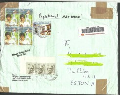 INDIA INDIEN 2014 Registered Cover To Estonia Estland With 4-Block, Baseball, M. Gandhi Etc - Brieven En Documenten