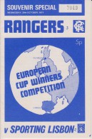 Official Football Programme RANGERS - SPORTING LISBON European Cup Winners Cup 1971 - Abbigliamento, Souvenirs & Varie