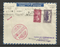 Pologne Poland Polska Polen Premier Vol Beyrouth  Athenes Varsovie 2.3.39  Fi 141c  Taxé à Varsovie  Air France - Covers & Documents