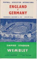 Official Football Programme ENGLAND - GERMANY Friendly Match 1954 At WEMBLEY RARE - Abbigliamento, Souvenirs & Varie