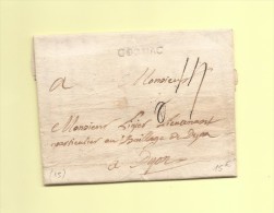 Cognac - 15 - Charente - Courrier De 1775 Adresse A Un Lieutenant Au Baillage De Lyon - 1701-1800: Precursori XVIII