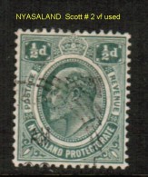 NYASALAND    Scott  # 2 VF USED - Nyasaland (1907-1953)