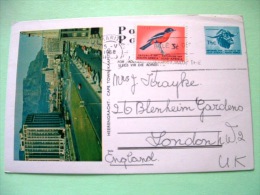 South Africa 1968 Pre Paid Postcard To London UK - Cape Town - Road Cars - Buffalo - Bird - Briefe U. Dokumente
